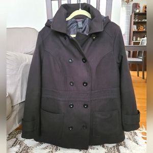 Torrid Black Hooded Coat, Peacoat, Size 1